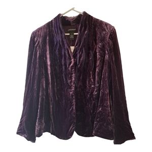 Lane Bryant Velvet Ribbon Snap Front Jacket Blazer Purple SZ 24